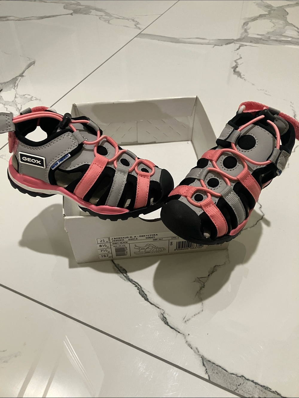 NWOT Geox Kids Coral Pink and Gray Closed-Toe Sport Sandals